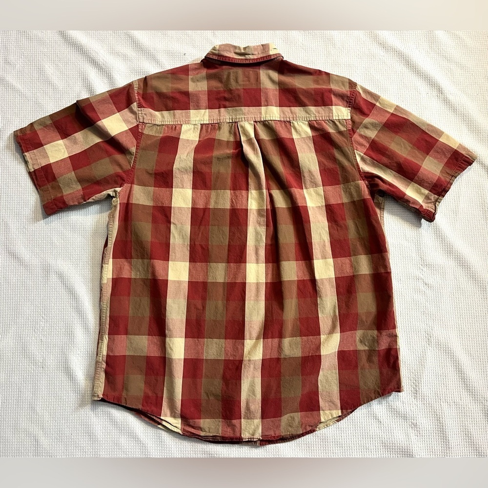 Timberland Men's Red and Tan Plaid Collared Shirt Size XL - Picture 12 of 13